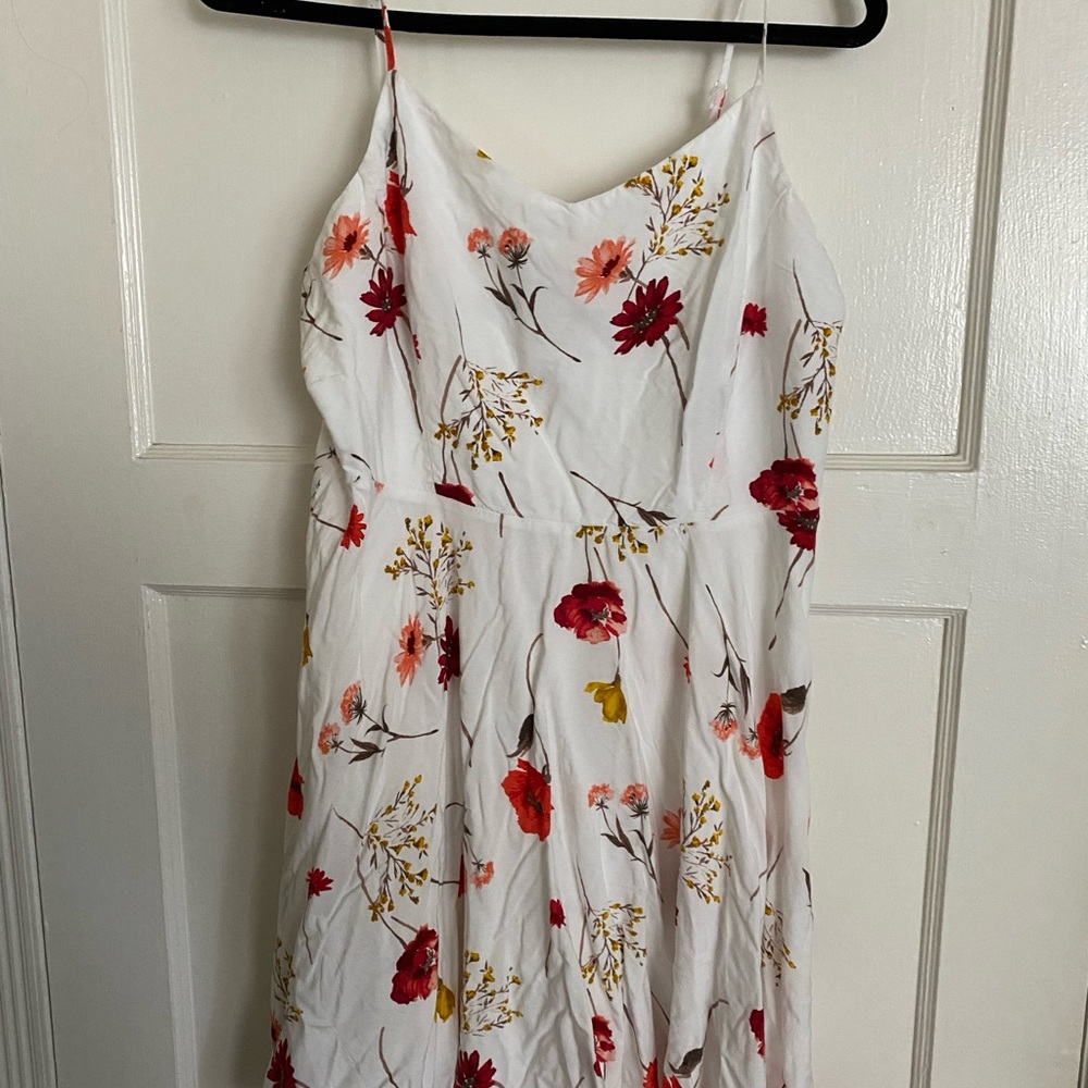 Old Navy Ivory, Red and Pink Floral Cami Dress Size XL